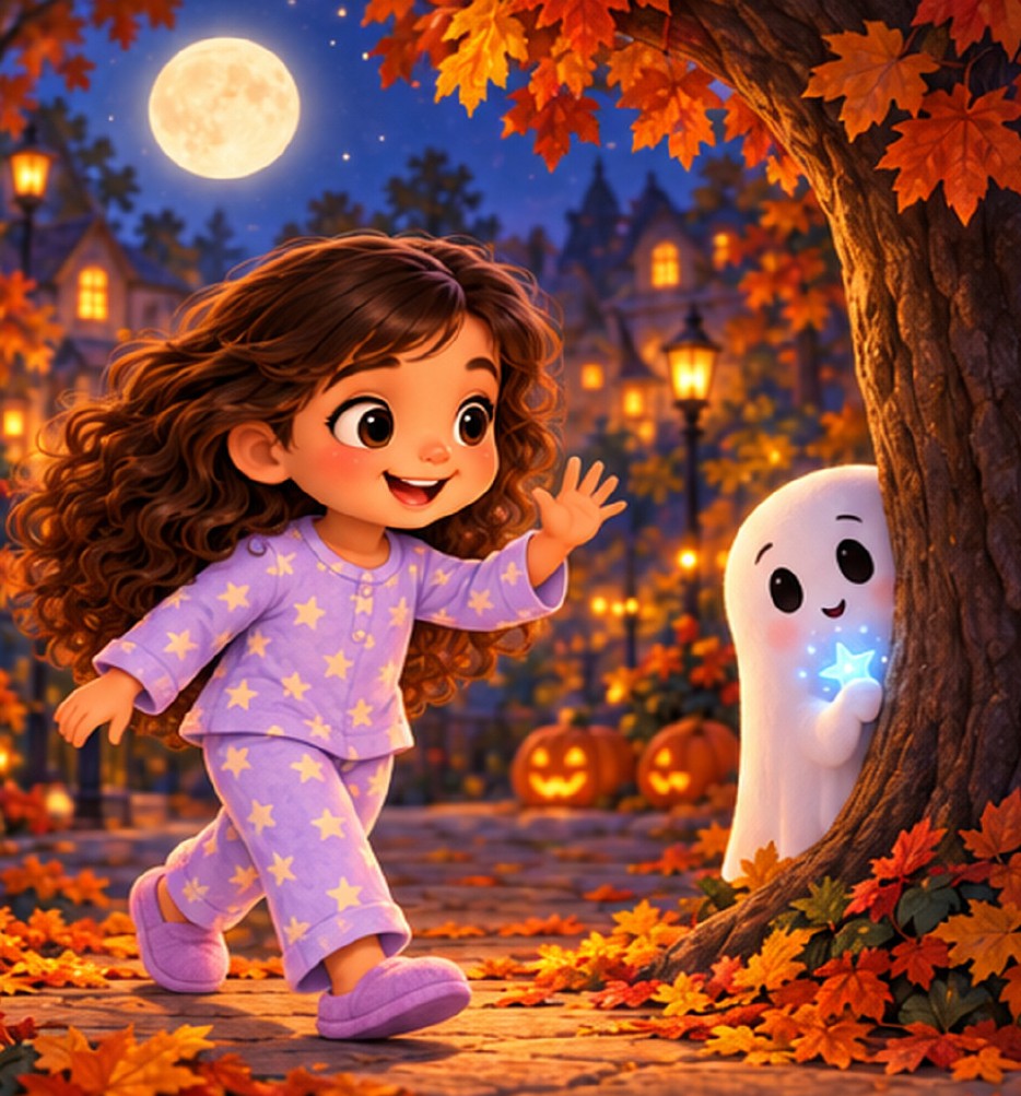 Luna waves to a shy little ghost