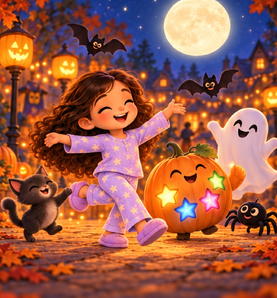 Luna and friends celebrate in the Moonlight Halloween Parade